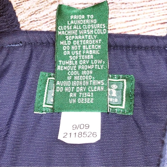 LL Bean Navy Blue Infant Snowsuit Cold Buster Snow Bibs Zip Fleece Lined 6-12M - Picture 7 of 10